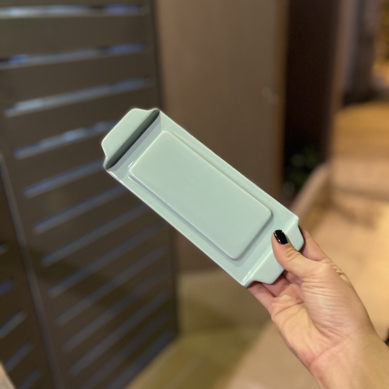 Bộ khay đựng bơ, bánh, sushi dễ thương màu xanh pastel sứ cao cấp bắc âu