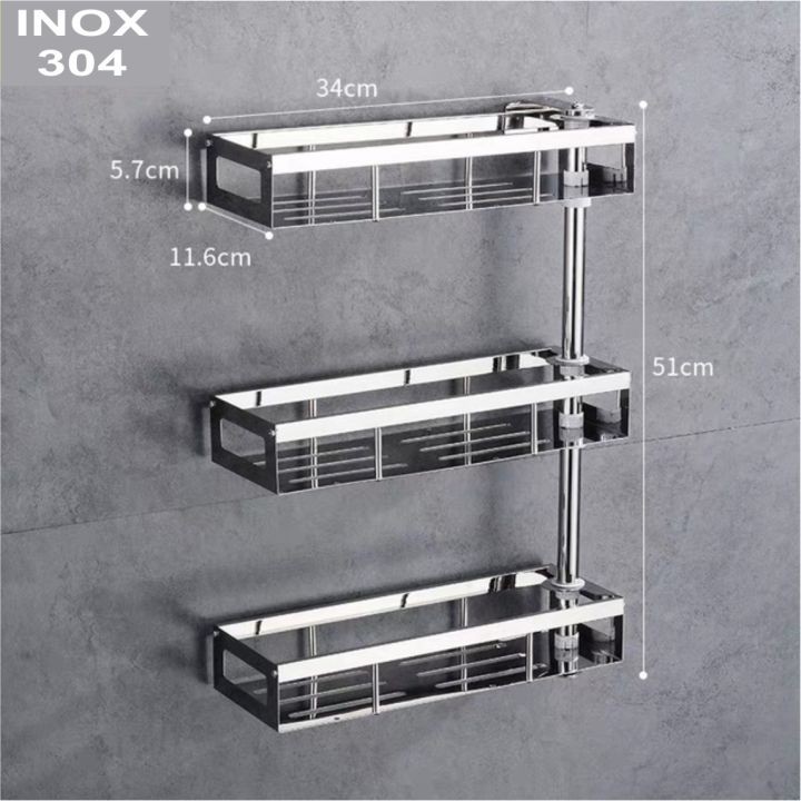 Giá Gia Vị Nhà Bếp Xoay 180 Độ chất liệu INOX 304 sáng bóng, Kệ để đồ phòng tắm thiết kế 2 tầng, 3 tầng tiện lợi - GX304