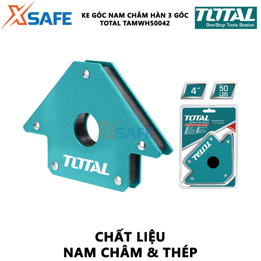 Ke góc nam châm TOTAL TAMWH50042 Ke nam châm hàn 3 góc Lực kéo 50 Lbs, 4 inch, Góc 45 °, 90 °, 135 °, - 30/T