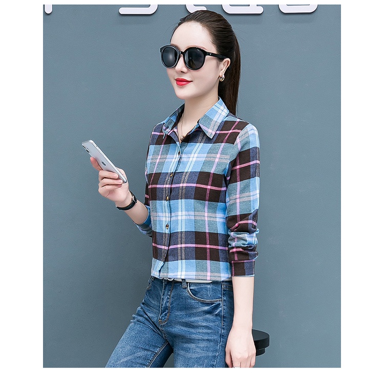 Sơ mi nữ,áo sơ mi nữ hoạ tiết caro Sm22