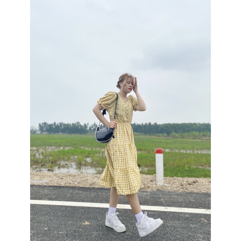 🌸Váy baby doll kẻ tay bồng🌸 Ulzzang style🌸 Hàng Quảng Châu🌸 Kèm video ảnh thật shop tự chụp | BigBuy360 - bigbuy360.vn