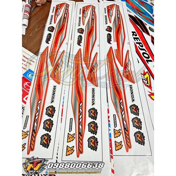 Tem zin thái- Tem rời xe Wave Alpha cam