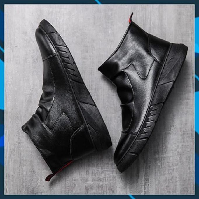 Tết Xả Mới - Giày Boots Nam Cao Cổ Chất Liệu Da Mềm Đế Cao 5cm Phong Cách Nam Tính Có Khóa Kéo AL6 . ｡ '