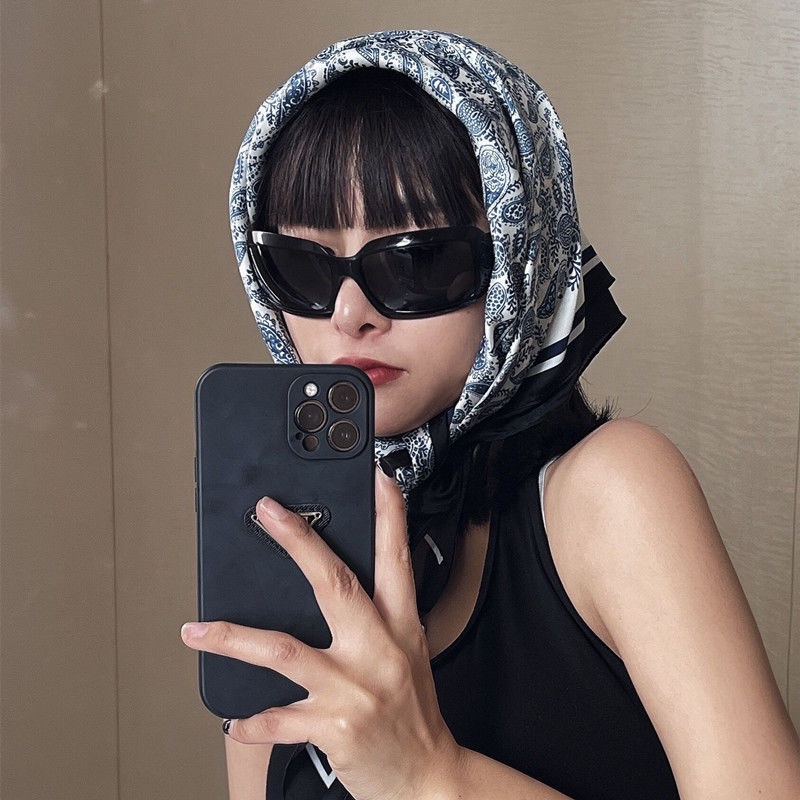 Khăn Choàng Cổ Hình Vuông Cỡ Nhỏ Phong Cách Retro Thời Trang Cho Nữ