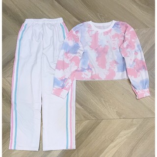 🍬set quần suông 3 sọc + crop td loan màu