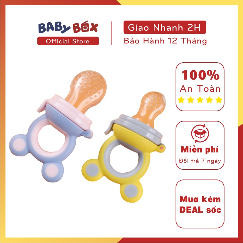 Túi nhai chống hóc - túi nhai ăn dặm silicon bản Hàn tai thỏ an toàn cho bé yêu - Babybox