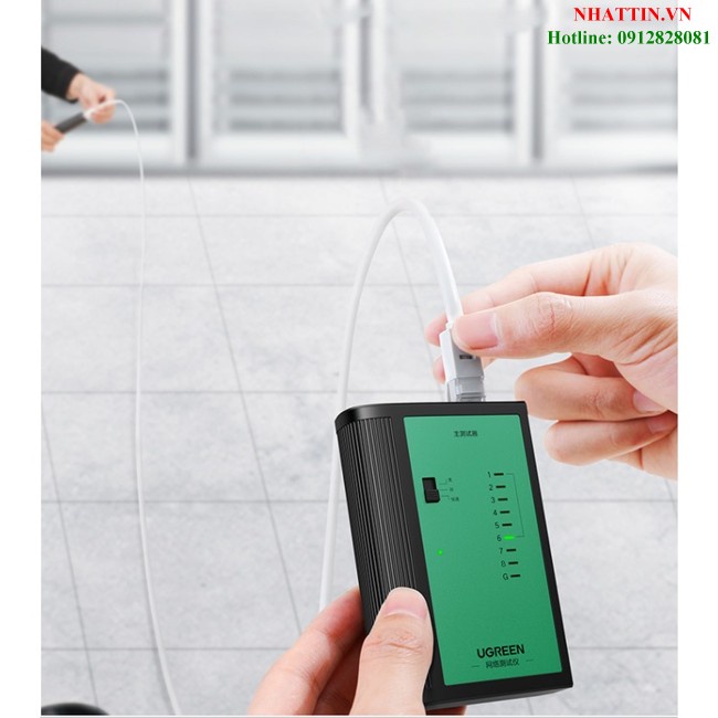 Thiết bị kiểm tra tín hiệu RJ11, RJ45 dây mạng, dây điện thoại Network Cabe Tester Ugreen 10950 cao cấp