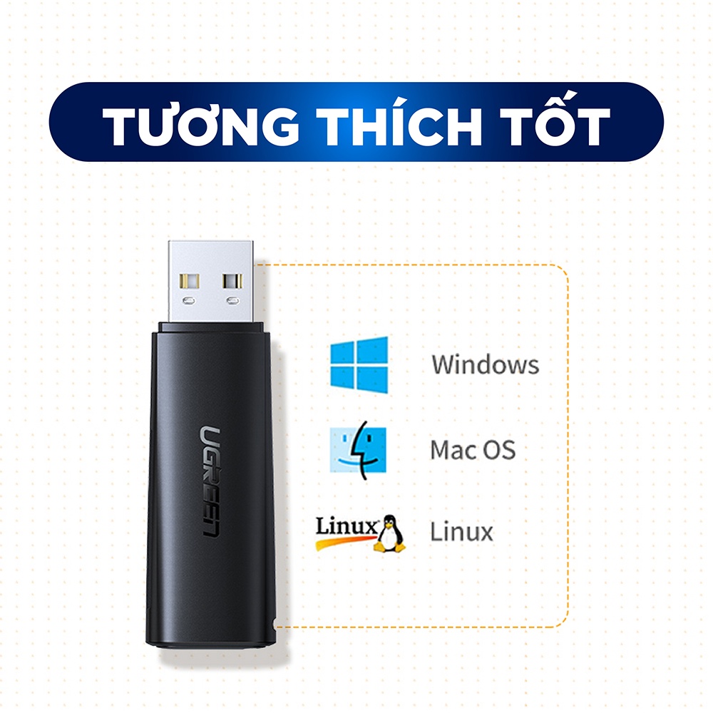 Đầu đọc thẻ SD/TF chuẩn USB 2.0 UGREEN CM264 60721 màu đen Chính hãng