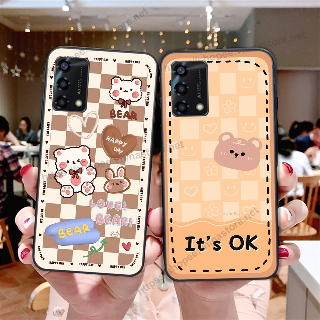 Ốp lưng Oppo A54 / A74 / A94 / A95 trái tim hình gấu cute cá tính, giá rẻ, cực bền