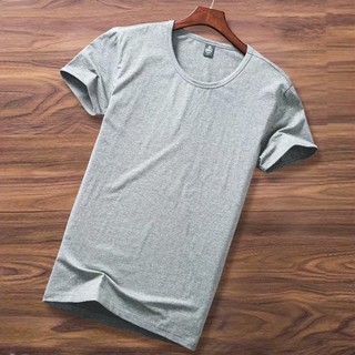 Áo thun dáng rộng tay ngắn cổ tròn màu trơn thời trang Hàn Quốc cho nam