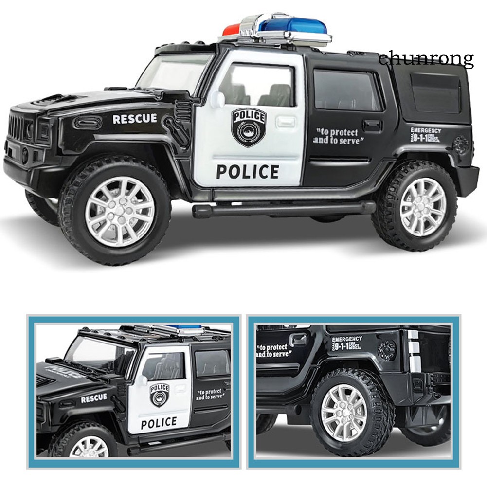 CR+1/36 Simulation Police Car Vehicle Pull Back Truck Model Kids Toy Christmas Gift