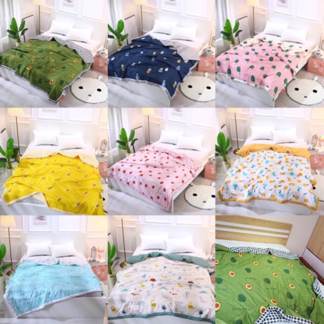 Chăn Chống Muỗi Hàn Quốc - Chăn Cotton Đũi Cực Mềm Đẹp