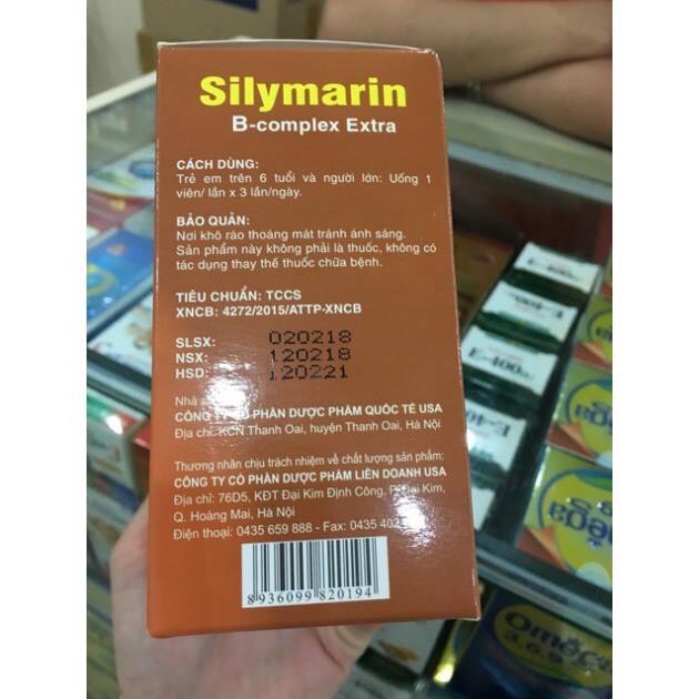 SILYMARIN B-COMPLEX EXTRA GIÚP TĂNG CƯỜNG GIẢI ĐỘC,MÁT GAN(100v) - Nhà thuốc Nhật Thành