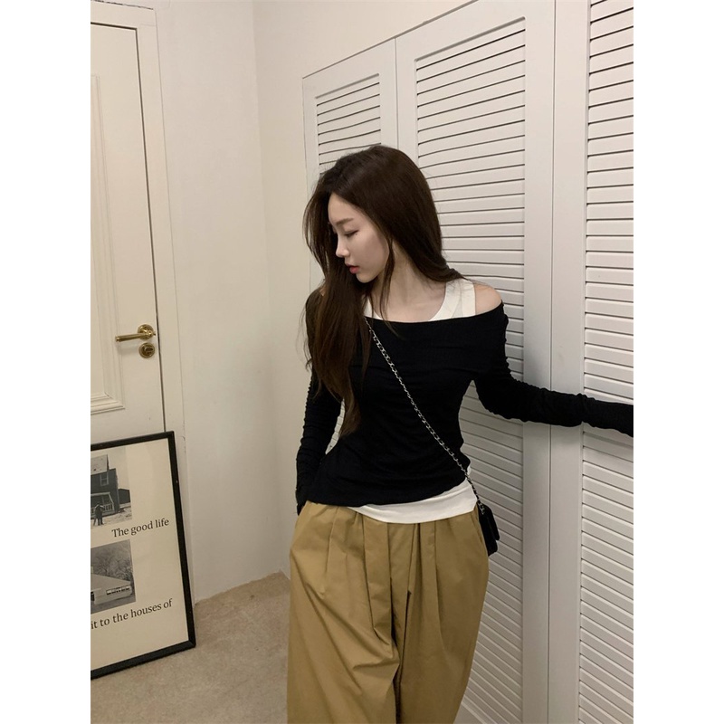 Áo Thun Dài Tay Body Ullzang Layer Phối Trắng Khóa Tay