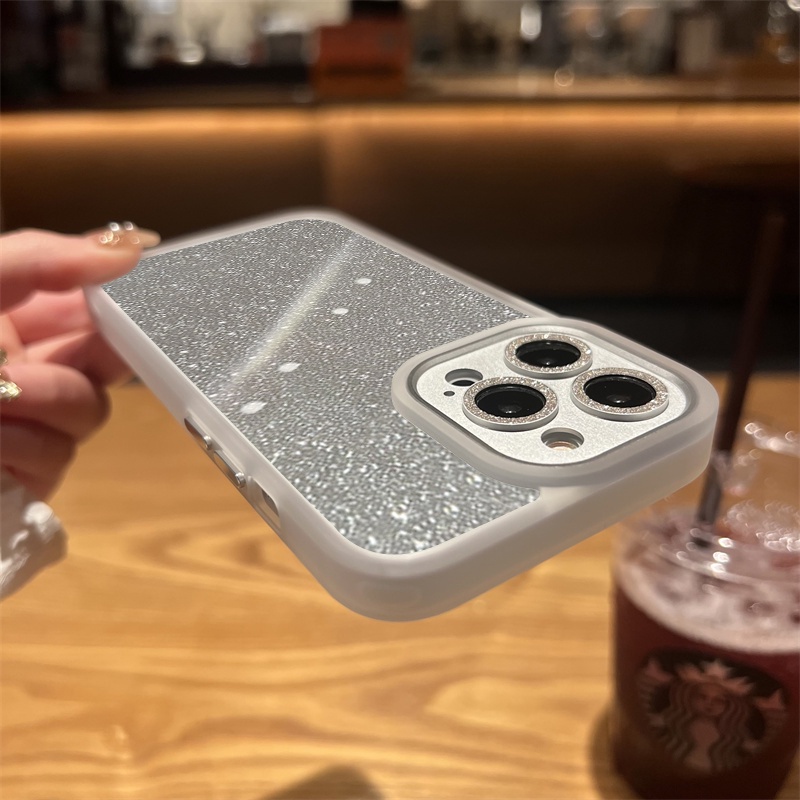 Ốp Điện Thoại Silicon Cứng Trong Suốt Chống Sốc Phối Kim Tuyến Cho iPhone 11 12 13 Pro Max