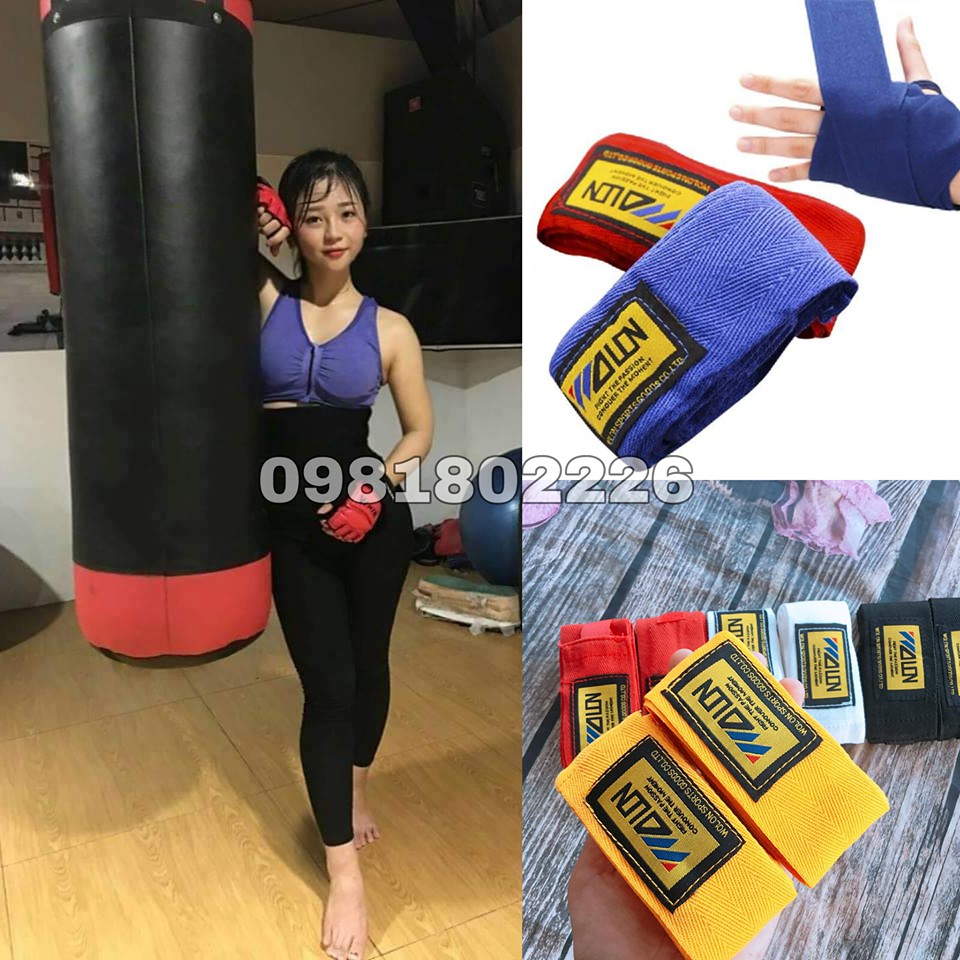 Vỏ Bao Cát Đấm Bốc Boxing Treo 80CM + Băng Đa Cuốn Tay Walon Chính Hãng - Thiết bị tập đấm bốc boxing chuyên nghiệp