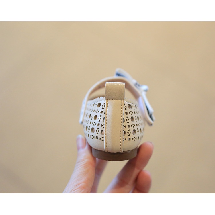 Giày Da Đế Bằng Chống Trượt Đính Nơ Đáng Yêu Dành Cho Bé Gái 1-8 Tuổi