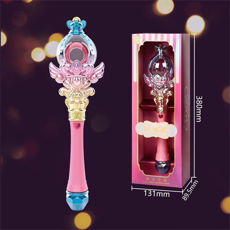 Gậy phép thuật có đèn, nhạc cho bé, gậy phép thuật 8891 34 cm có lồng cầu xoay được