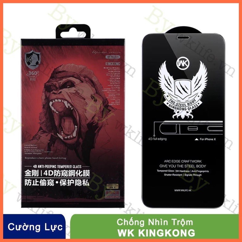 [G01] [CƯỜNG LỰC KINGKONG CHỐNG NHÌN TRỘM] FULL MÀN DÀNH CHO IPHONE-CHÍNH HÃNG WK-BẢO MẬT THÔNG TIN S034