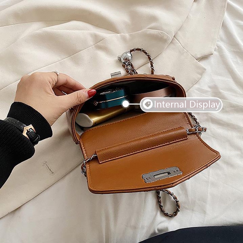 Ielgy Túi Đeo Vai Hình Vuông Cỡ Nhỏ Phối Dây Đeo Sợi Xích Phong Cách Cổ Điển Thời Trang Cho Nữ