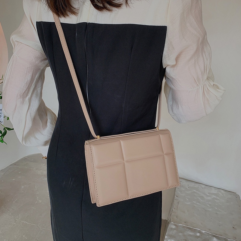 Túi đeo chéo IELGY dáng vuông nhỏ màu trơn họa tiết vân sọc đơn giản dành cho nữ