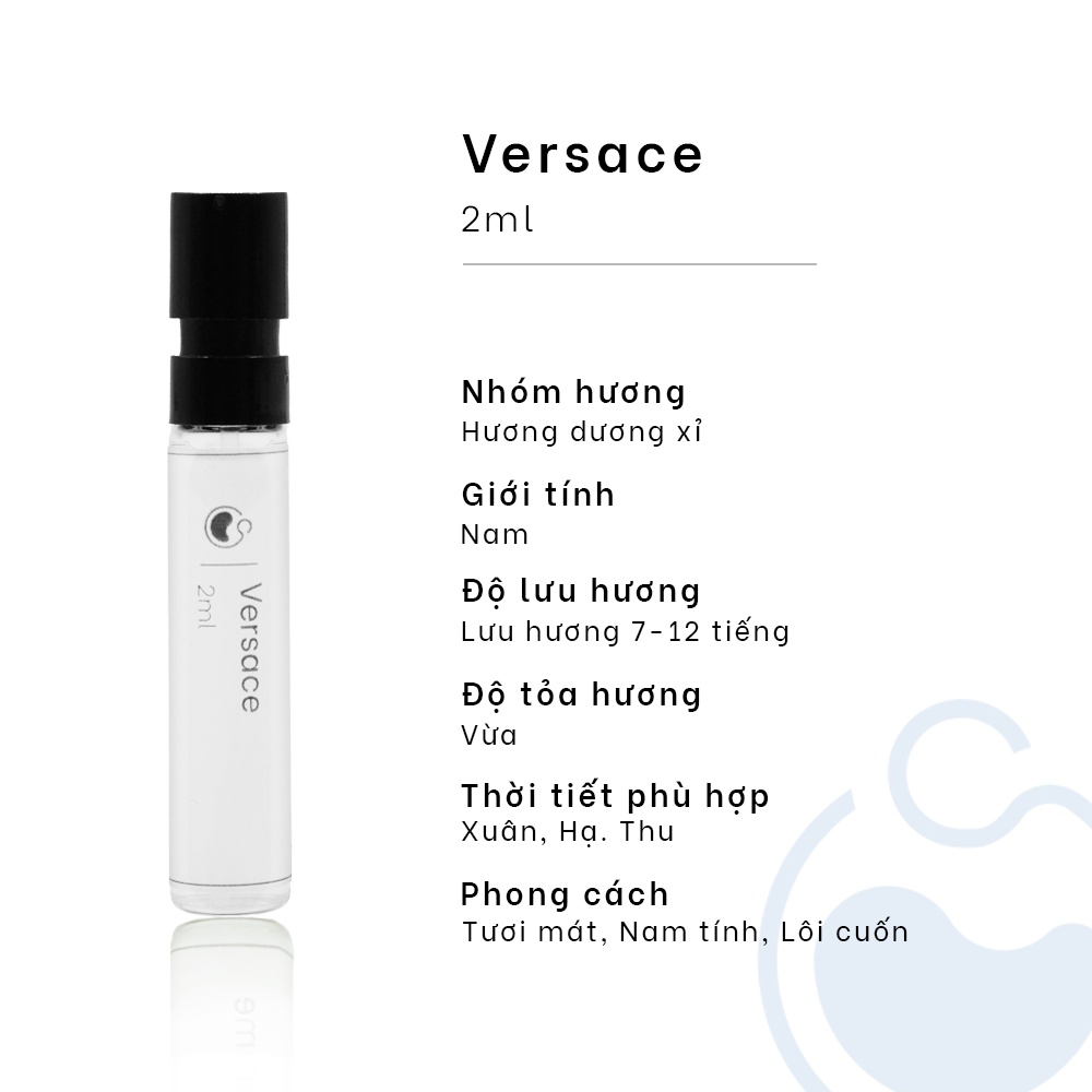 Tinh Dầu Nước Hoa Nam Cloud Versace Tươi Mát, Mạnh Mẽ, Lôi Cuốn, Độ Tỏa Hương Xa Lọ 2ml
