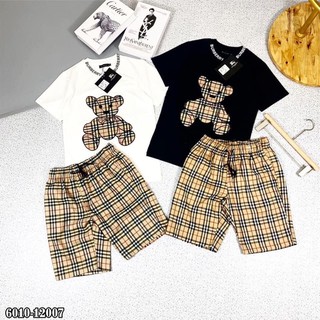 Bộ hè BBR phối viền cổ in hình gấu mới nhất 2021 - Bộ hè cộc tay