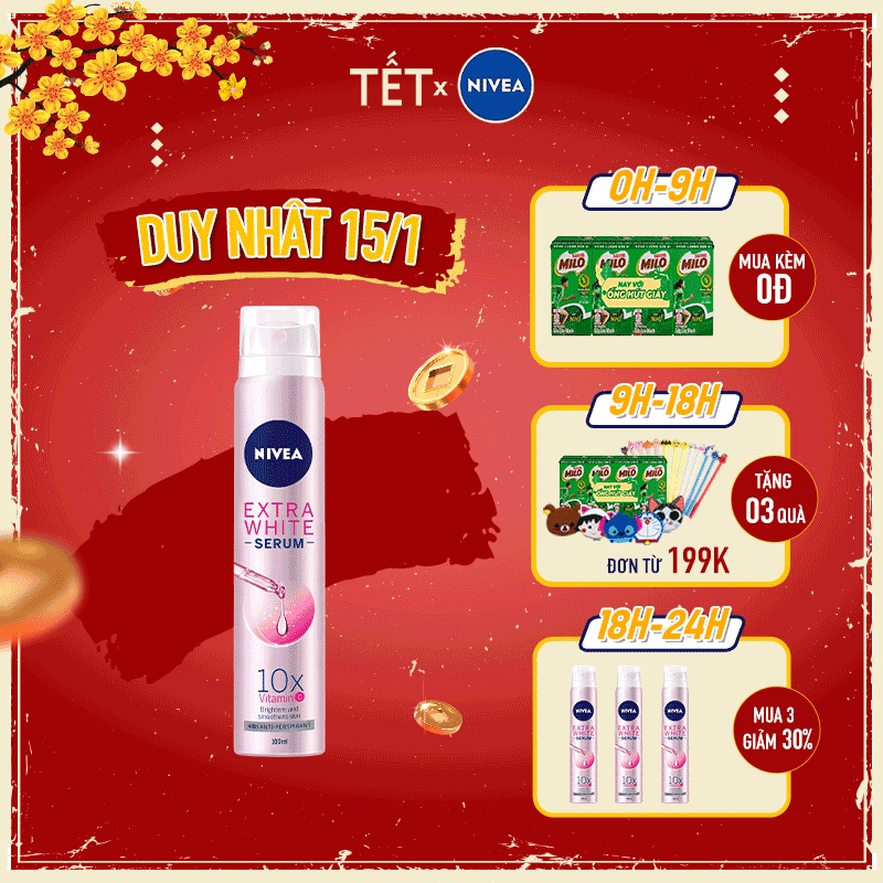 Xịt ngăn mùi Nivea Serum trắng mịn 100ml 80020