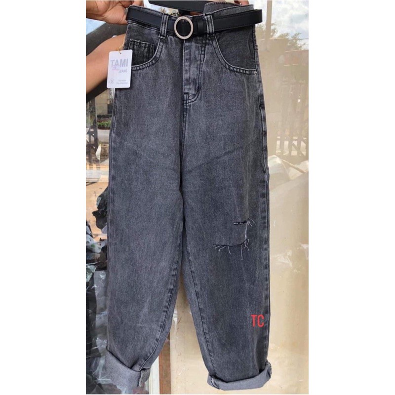 Q021 Quần bò jeans nữ Baggy jean lưng cao phong cách Cạp quần cao vừa phải chất bò dày đẹp không co giãn