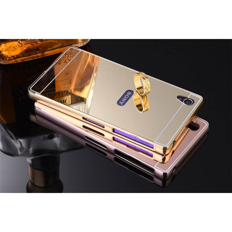Ốp lưng gương viền kim loại cho Sony M4 Aqua.