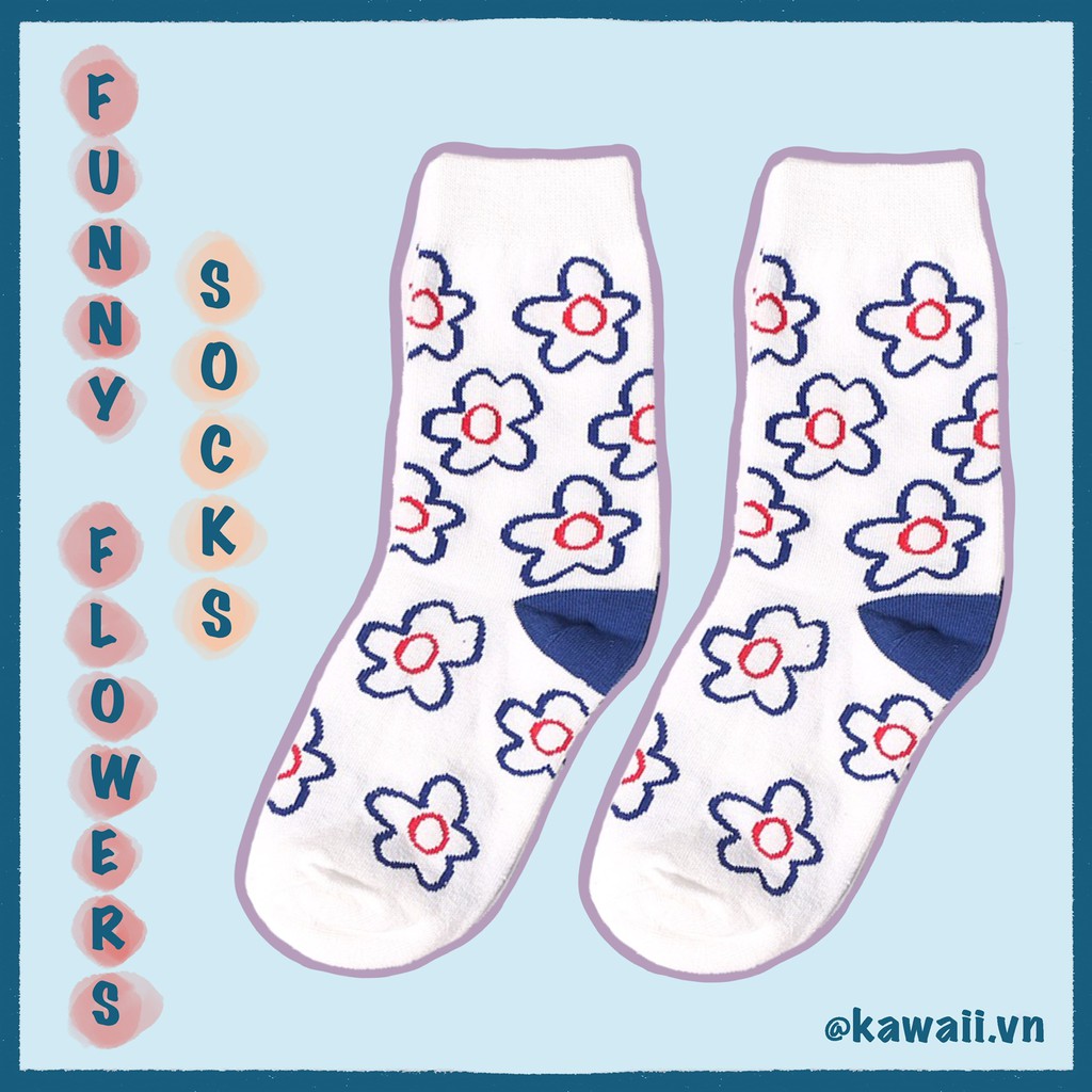 [Có sẵn] FUNNY FLOWERS SOCKS | Vớ bông hoa zui nhộn Kawaii.vn (Ảnh thật tớ tự thực hiện)