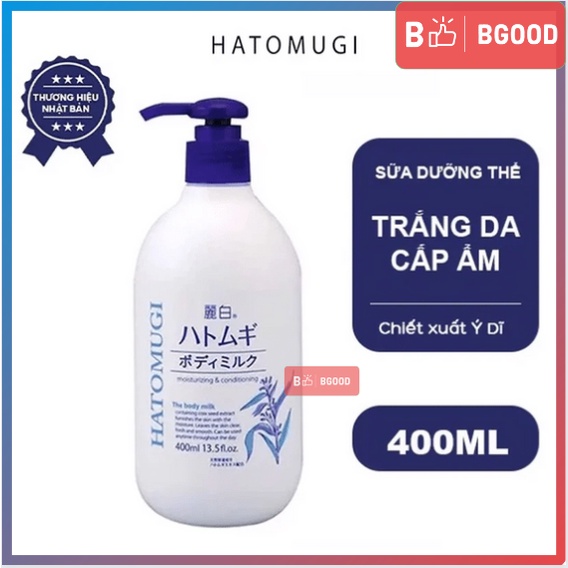 Sữa dưỡng thể ban đêm Hatomugi Body Milk 400ml chiết xuất từ hạt ý nhĩ - Hàng nội địa Nhật - Bgood - BGoodstore