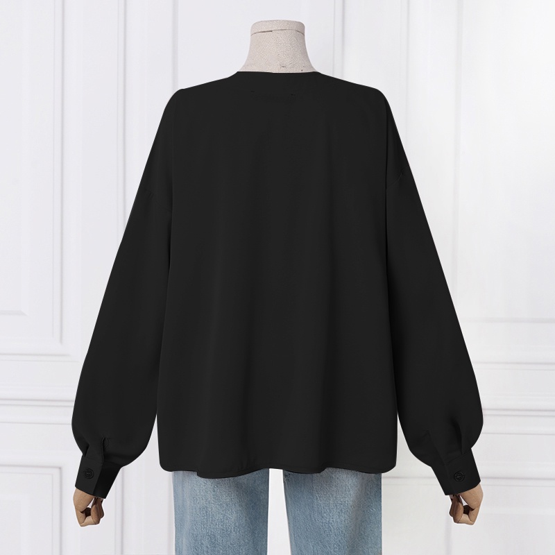 Áo kiểu nữ Zanzea tay dài cổ chữ V phong cách Hàn Quốc