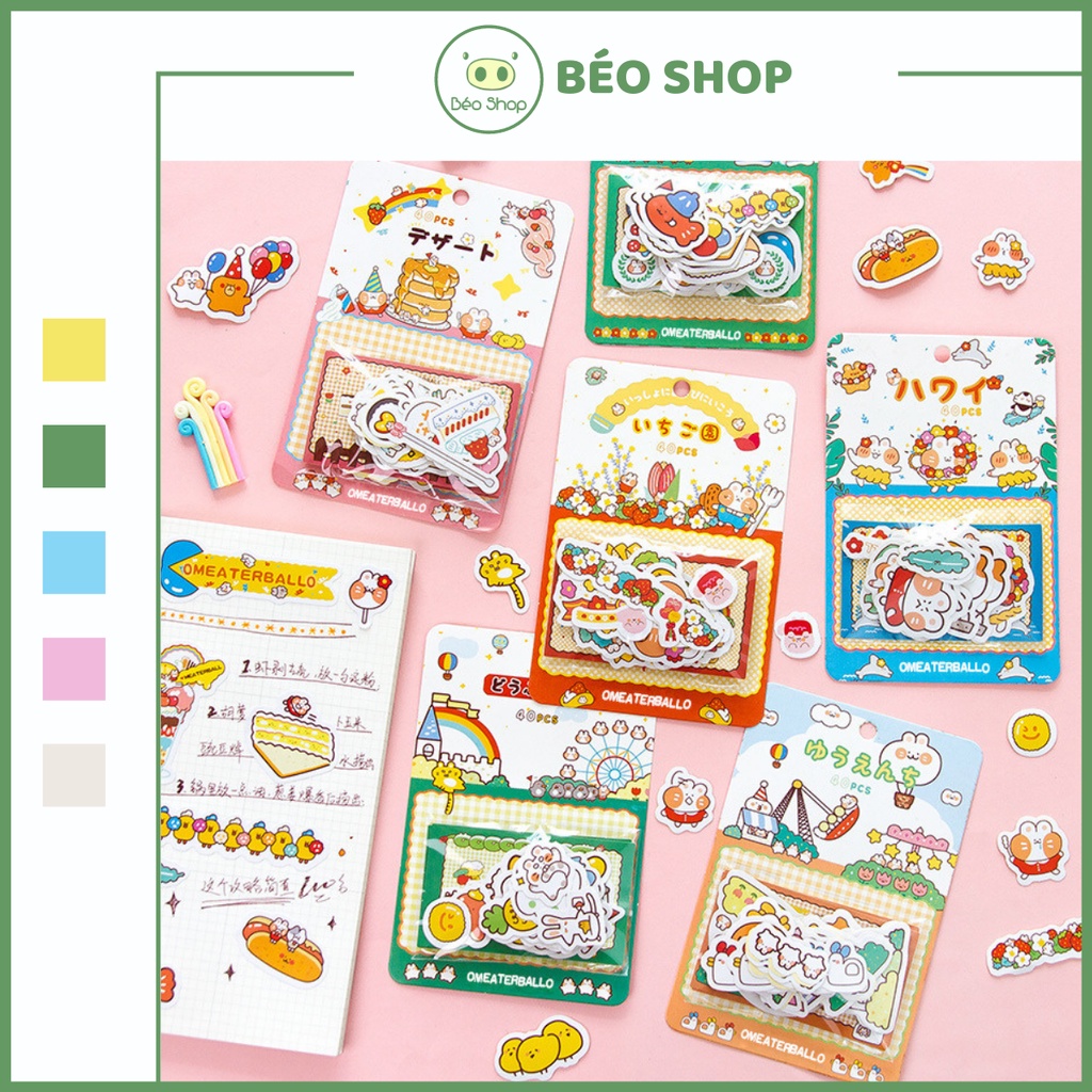 Set 40 hình dán sticker Béo shop , miếng dán trang trí sổ còng lịch sổ tay lưu niệm điện thoại bàn học ST13
