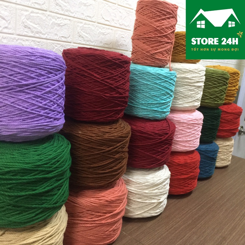 10 mét dây thừng cotton màu 1 xoắn, nguyên liệu làm macrame, làm rèm treo, phối màu đa dạng I Store 24h