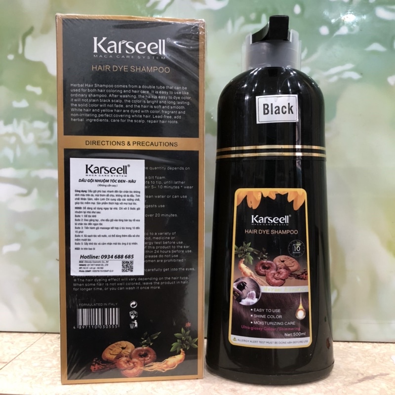 Dầu gội đen tóc thảo dược Karseell Hair Dye Shampoo 500ml