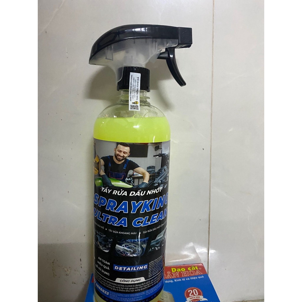 Dung dịch Srayking Ultra Clean tẩy rửa dầu nhớt chuyên dụng trên bề mặt kim loại Tặng kèm vòi xịt/ 1Lít