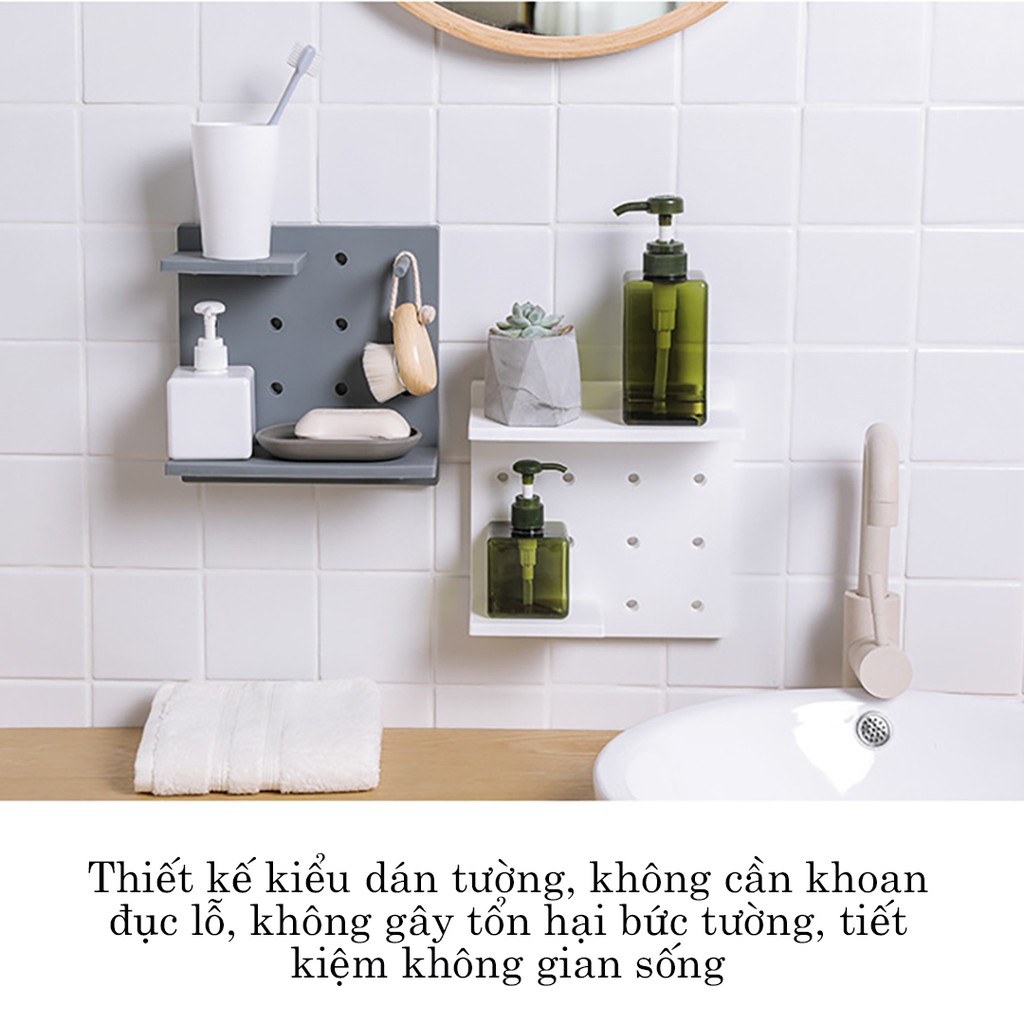 Kệ nhựa treo tường có lỗ tự lắp tùy biến thông minh phong cách Nhật Bản giá dán tường Chammart