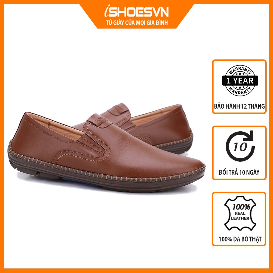 Giày lười nam da bò thật ISHOESVN IS413
