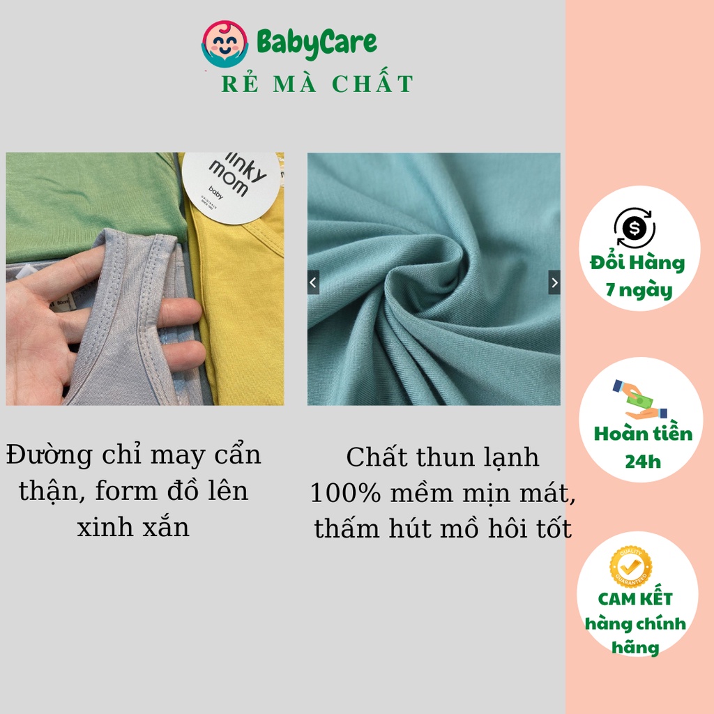 Bộ Ba Lỗ Bé Trai, Bé Gái Minky Mom Vải Thun Lạnh Trơn, Bộ Quần Áo Cho Bé 3 Lỗ Mặc Hè Thoáng Mát