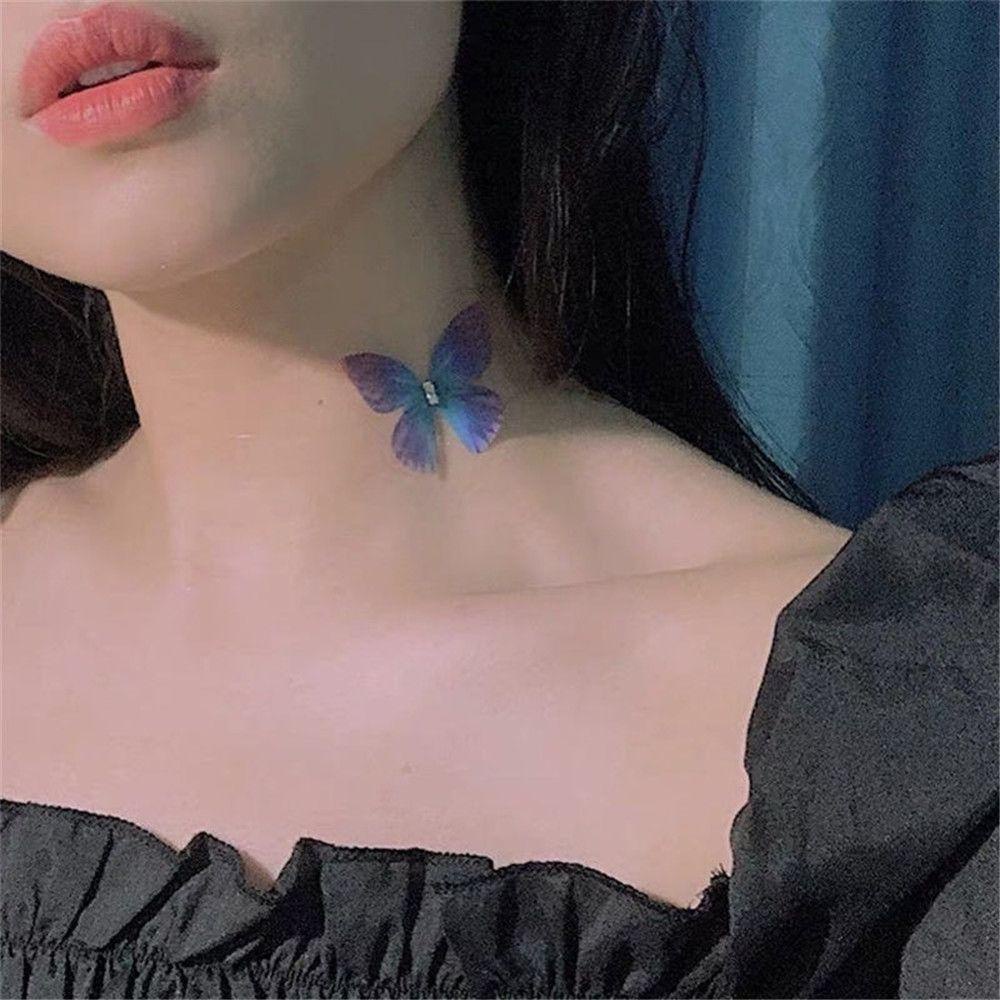 Vòng cổ Vải Tuyn Mặt Hình Bướm Phong Cách Hàn Quốc Cho Nữ