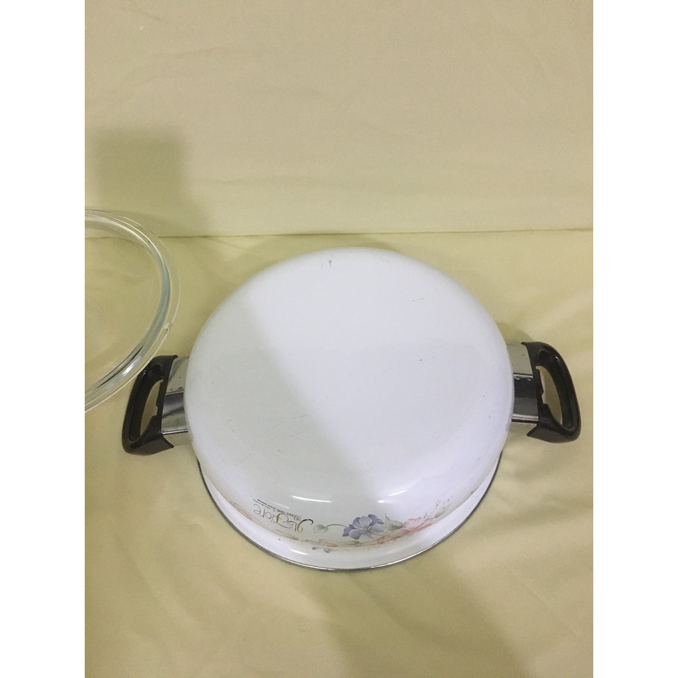 Nồi men nội địa Nhật, size 25.5cm, cao 9cm (mã 703), Dùng được bếp từ