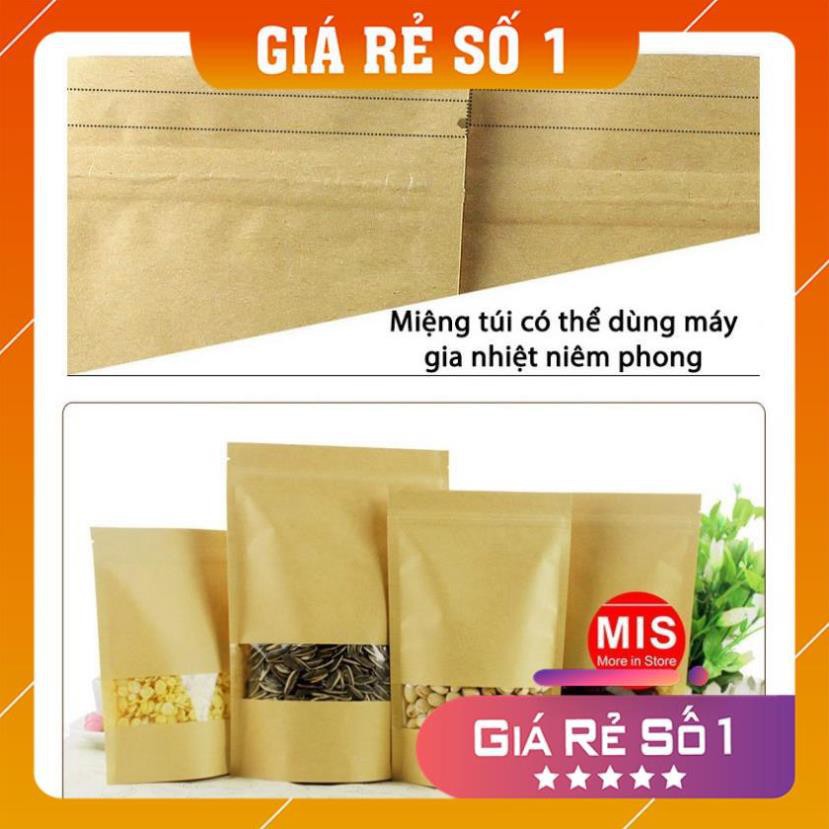 [GIAN HÀNG UY TÍN]  [RẺ NHẤT SHOPEE]  50 cái 18*26+4cm Túi giấy Kraft cửa sổ kiếng miệng zip chuyên đựng thực phẩm .