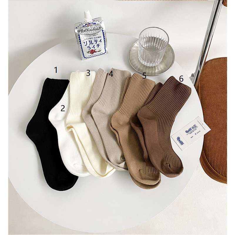 Vớ cotton mềm thoáng khí màu trơn thiết kế xinh xắn cho nam và nữ