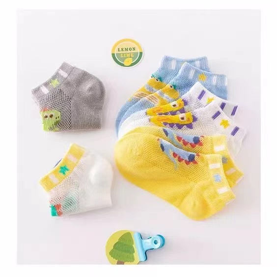 Set 5 Đôi Tất Lưới Mỏng Thoáng Khí Họa Tiết Hoạt Hình Cho Bé 1-12 Tuổi