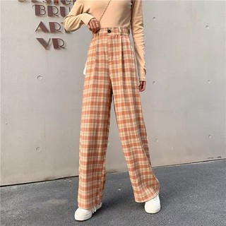 (sẵn) Quần caro ống rộng có bigsize