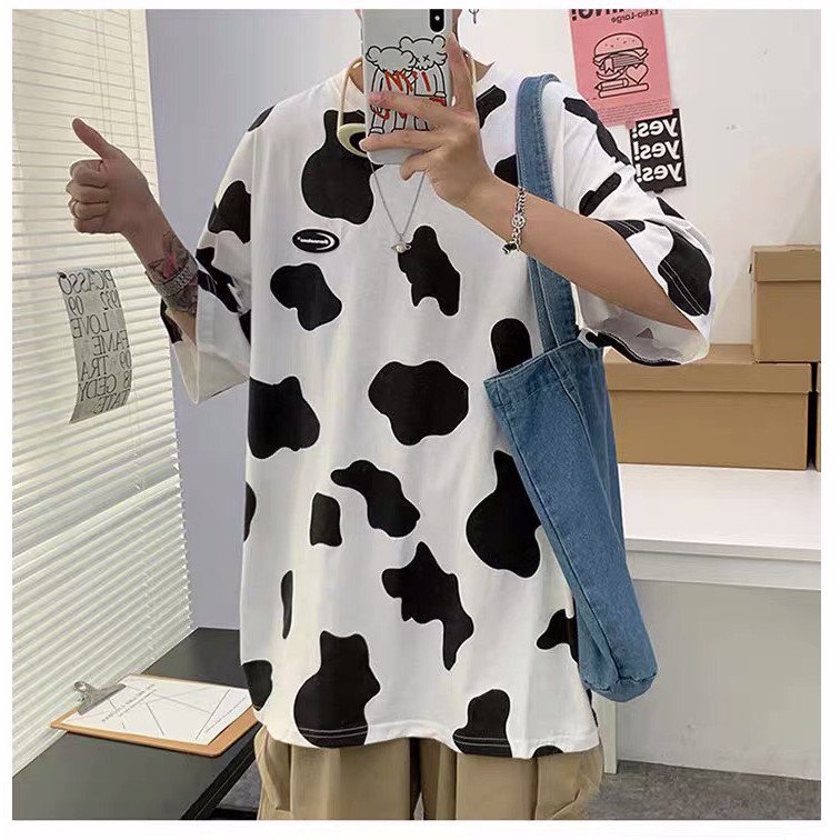 Set Đồ Bộ Áo Thun Tay Lỡ Bò Sữa + Quần Dài Jogger Cartoon Bò Sữa Unisex Nam Nữ | BigBuy360 - bigbuy360.vn