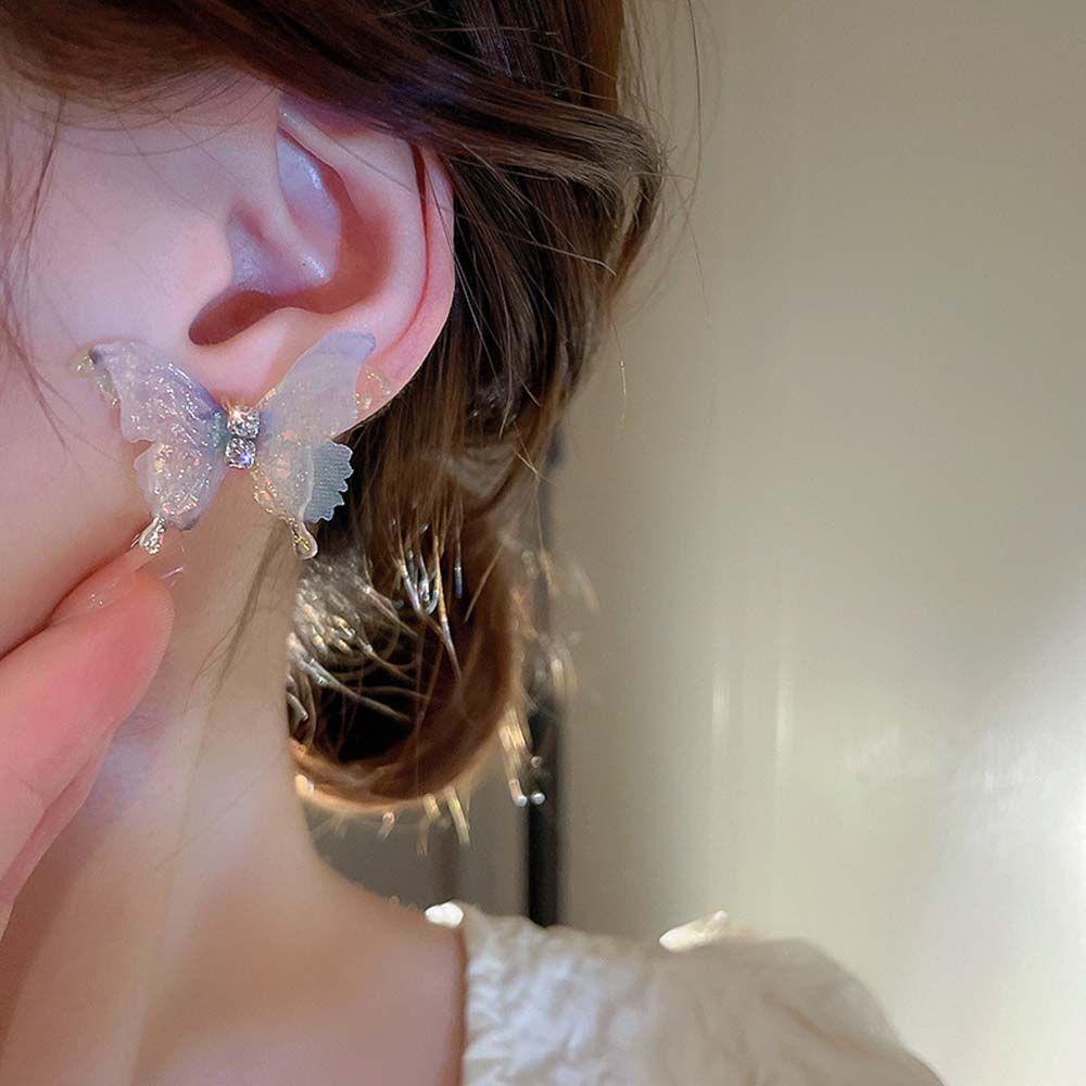 Bông Tai HìNh BướM Dễ Thương Cho Nữ|Khuyên Tai Đính Đá Lấp Lánh Thời Trang Cho Nữ