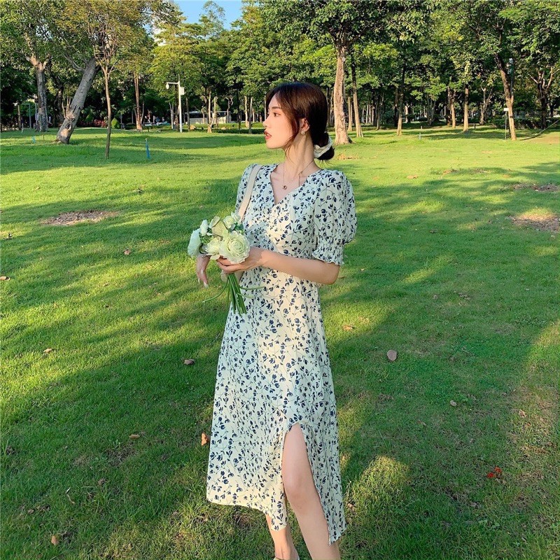 [FREESHIP - HÀNG LOẠI 1] VÁY MAXI HOA XANH NỀN TRẮNG SIÊU XINH | BigBuy360 - bigbuy360.vn