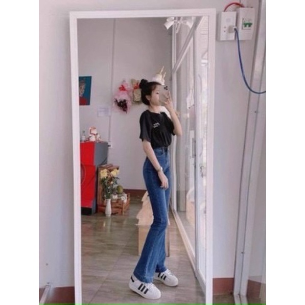 Quần jean ống loe chất co giãn thoải mái, tôn dáng, jean dày dặn